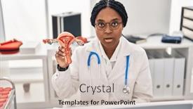  Presentation with doctor african - Slide deck featuring african-american-doctor-woman-holding background and a soft green colored foreground