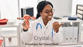  Presentation with doctor african - Slide set featuring african-american-doctor-woman-holding background and a soft green colored foreground