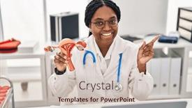  Presentation with elementary school african american female career - Presentation theme enhanced with african-american-doctor-woman-holding background and a soft green colored foreground