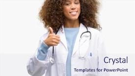  Presentation with medical smiling doctor - Presentation theme enhanced with african american doctor woman medical background and a sky blue colored foreground