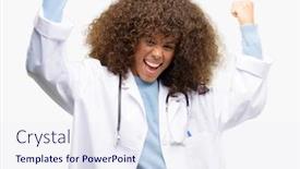 Presentation with american energy - Audience pleasing slide deck consisting of african american doctor woman medical professional working happy and excited celebrating victory expressing big success power energy and positive emotions celebrates new job joyful backdrop and a sky blue colored foreground