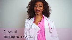  Presentation with doctor african - Slide set consisting of african-american-doctor-woman-wearing background and a lilac colored foreground