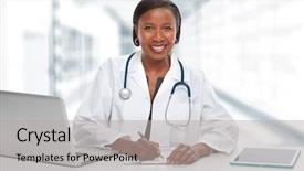  Presentation with doctor african - Audience pleasing slide set consisting of african-american doctor woman backdrop and a light gray colored foreground