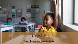  Presentation with african american students - PPT theme consisting of african-american-elementary-school-students background and a gold colored foreground
