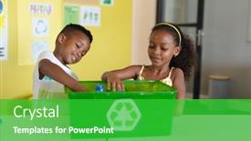  Presentation with african american students - Presentation theme with african-american-elementary-students-putting background and a shamrock green colored foreground