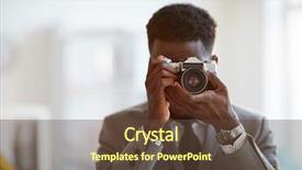  Presentation with elegant - PPT theme having african-american employee taking photograph background and a tawny brown colored foreground