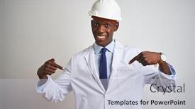  Presentation with proud american - PPT layouts with african-american-engineer-man-wearing background and a light gray colored foreground