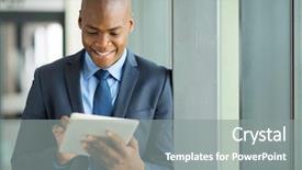  Presentation with entrepreneur - Audience pleasing slide deck consisting of african american entrepreneur using tablet backdrop and a gray colored foreground