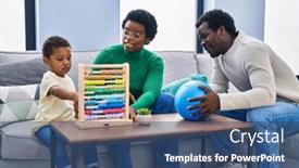  Presentation with family - PPT layouts consisting of african-american-family-playing background and a ocean colored foreground