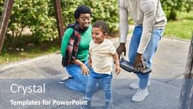  Presentation with swing - Slide set having african-american-family-playing background and a teal colored foreground