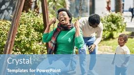  Presentation with swing - PPT theme consisting of african-american-family-playing background and a light blue colored foreground