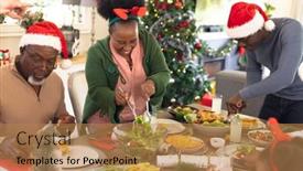  Presentation with time - Presentation consisting of african-american-family-spending-time background and a coral colored foreground