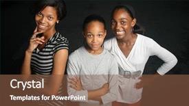  Presentation with african american teen girls - Presentation theme featuring african american family three teen background and a tawny brown colored foreground