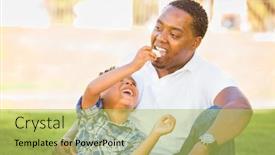 Presentation with race - Beautiful presentation theme featuring african-american-father-and-mixed backdrop and a yellow colored foreground
