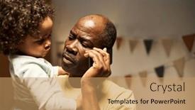  Presentation with african american baby - Presentation design with african-american-father-having-conversation background and a  colored foreground