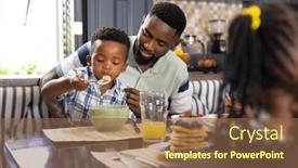  Presentation with family healthy eating - Theme featuring african-american-father-looking background and a violet colored foreground