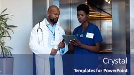  Presentation with lift - Theme enhanced with african-american-female-and-male background and a ocean colored foreground