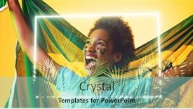  Presentation with face match - Presentation theme having african-american-female-fan background and a seafoam green colored foreground