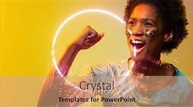  Presentation with face match - Slide set having african-american-female-fan background and a coral colored foreground