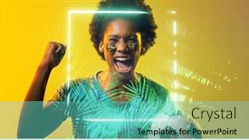  Presentation with female soccer - Presentation theme featuring african-american-female-fan background and a seafoam green colored foreground