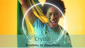  Presentation with female soccer - PPT theme consisting of african-american-female-fan background and a seafoam green colored foreground