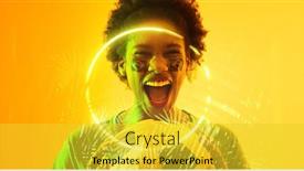  Presentation with face match - Presentation design with african-american-female-fan background and a yellow colored foreground