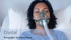  Presentation with ventilator - Colorful PPT layouts enhanced with african-american-female-patient backdrop and a light blue colored foreground