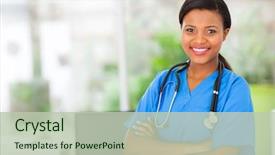  Presentation with african american - Audience pleasing presentation consisting of african american female pediatric nurse backdrop and a mint green colored foreground
