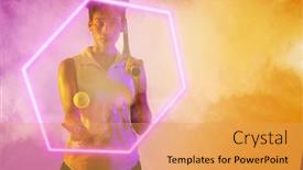  Presentation with female sport - PPT layouts consisting of african-american-female-player background and a  colored foreground