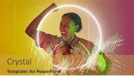  Presentation with female sport - Slides with african-american-female-rugby-player background and a yellow colored foreground