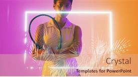  Presentation with female sport - Slide set consisting of african-american-female-tennis-player background and a coral colored foreground