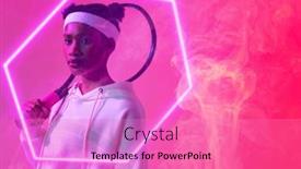  Presentation with hexagon - Slide set enhanced with african-american-female-tennis-player background and a coral colored foreground