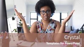 Presentation with isolation - Audience pleasing PPT layouts consisting of african-american-female-vlogger-recording backdrop and a coral colored foreground