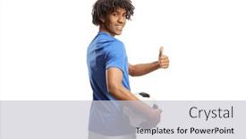  Presentation with shoulder - Slide set having african-american-football-player-holding background and a light gray colored foreground