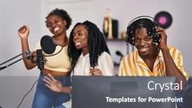  Presentation with african music - Slide set consisting of african-american-friends-musicians-group background and a dark gray colored foreground