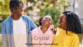  Presentation with friends - Slide set with african-american-friends-smiling-confident background and a yellow colored foreground