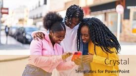  Presentation with together - PPT theme featuring african-american-friends-standing-together background and a gold colored foreground