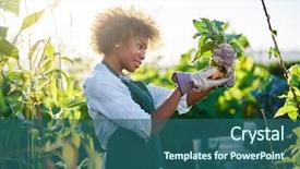  Presentation with community garden - Presentation design having african american gardener looking background and a ocean colored foreground