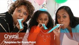  Presentation with african american grandmother - Audience pleasing slide deck consisting of african american girl celebrating birthday backdrop and a  colored foreground