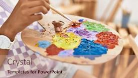  Presentation with art - PPT theme featuring african-american-girl-drawing background and a coral colored foreground