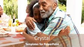  Presentation with grandfather - Beautiful slide deck featuring african-american-girl-embracing backdrop and a coral colored foreground