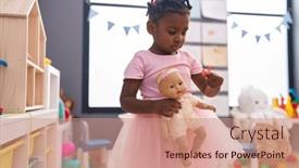  Presentation with african american baby - Presentation theme with african-american-girl-holding-baby background and a coral colored foreground