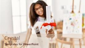  Presentation with diploma - Slide deck featuring african-american-girl-holding-diploma background and a lemonade colored foreground