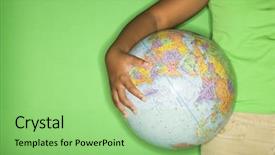  Presentation with african american girl power business - Slides consisting of african american girl holding globe background and a seafoam green colored foreground