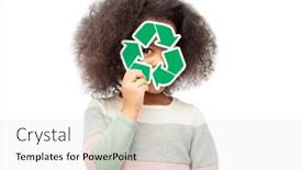  Presentation with recycling - Colorful PPT layouts enhanced with african-american-girl-holding-green backdrop and a sky blue colored foreground