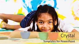  Presentation with african american girl power business - Amazing slide deck having african american girl lying plastic backdrop and a yellow colored foreground