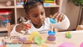  Presentation with kindergarten - Slide deck consisting of african-american-girl-playing background and a  colored foreground