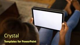  Presentation with space time - Slide deck having african-american-girl-sitting background and a wine colored foreground