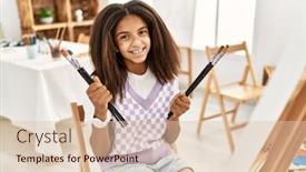  Presentation with confident - Slide deck enhanced with african-american-girl-smiling-confident background and a lemonade colored foreground