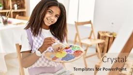  Presentation with confident - Presentation theme consisting of african-american-girl-smiling-confident background and a coral colored foreground